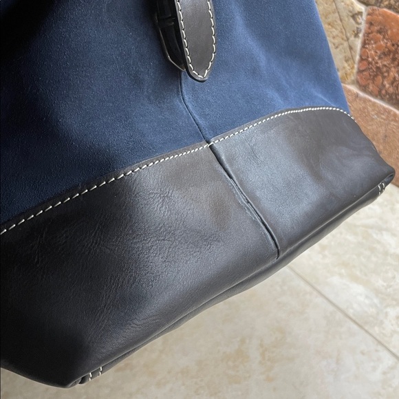 F.H. Wadsworth NYC Navy Blue Suede Leather Weekender Duffel Travel Bag Men’s - Picture 15 of 16